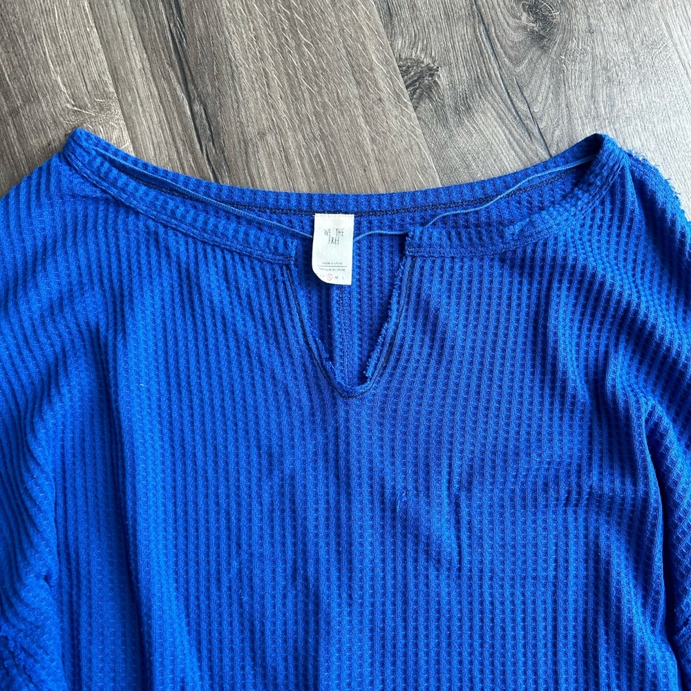 2/$60 Free People we the free royal blue small flare ballon lantern sleeve boho - Picture 9 of 9